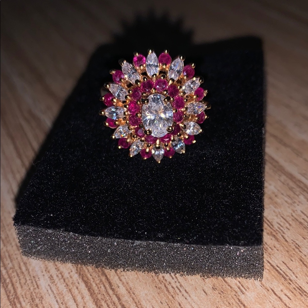 Vintage Ruby and CZ Ring, size 6